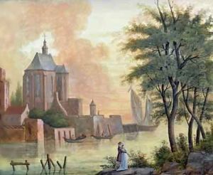 Promenade Along the Riverbank by Joseph Francois Baudelaire