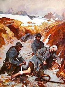 Red Cross Nurse Dressing a Wound during the 1st World War by Charles Baude