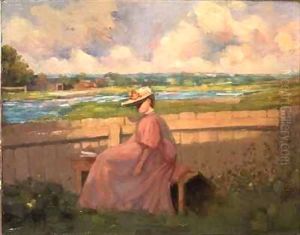 Lady in a Garden by Frederick Davenport Bates