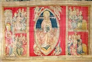 Christ enthroned with the apocalyptic beasts and the twenty four elders