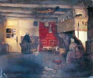 Peasant Interior at Damvilliers by Emile Bastien-Lepage