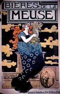 Poster advertising 'La Meuse Beers' by Marc-Auguste Bastard
