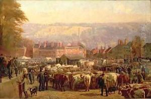 The Hill at Norwich on Market Day by Frederick Bacon Barwell