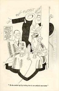 So he ended up by taking her to an artistic tea room by Ralph Barton