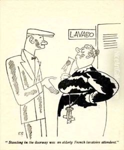 Standing in the doorway was an elderly French lavatoire attendent by Ralph Barton