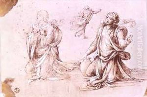 Three studies of a female figures for The Woman of Samaria by Fra Bartolommeo della Porta