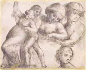 Study of a man and a woman for the Madonna della Misericordia in Villa Guinigi, Lucca by Fra Bartolommeo della Porta
