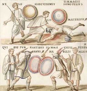 Ms Gen 1496 Plate CXVI Gladiators by Pietro Santi Bartoli