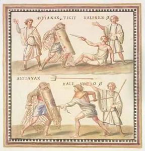 Ms Gen 1496 Plate CXXIV Gladiators by Pietro Santi Bartoli