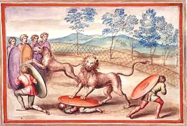 Ms Gen 1496 f.18 Lion taming - view 1
