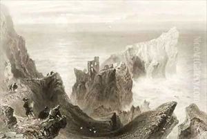 Kenbaan Castle, Near Ballycastle, County Antrim, Northern Ireland by William Henry Bartlett