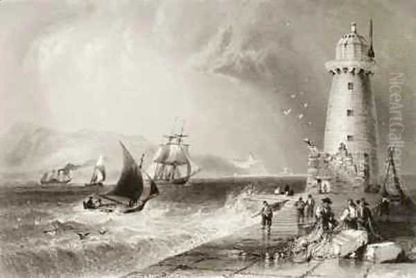 South Wall Lighthouse with Howth Hill in the Distance - view 1