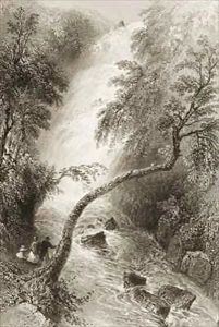 Turc Waterfall, County Killarney, Ireland by William Henry Bartlett