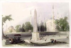 An Egyptian obelisk in the Atmeidan, or Hippodrome, Istanbul by William Henry Bartlett
