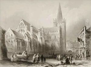Exterior of St. Patrick's Cathedral, Dublin by William Henry Bartlett