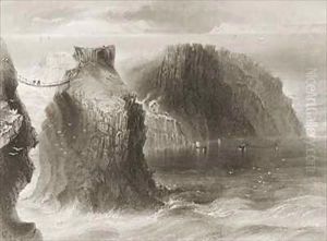 Carrick-a-Rede Rope Bridge, County Antrim, Northern Ireland by William Henry Bartlett