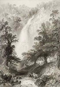 The Waterfall, Powerscourt, County Wicklow, Ireland by William Henry Bartlett