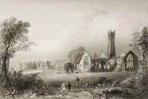 Augustinian Abbey at Adare, County Limerick, Ireland by William Henry Bartlett