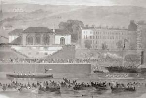 Naval Boat Race in Cork Harbour, County Cork, Ireland by William Henry Bartlett
