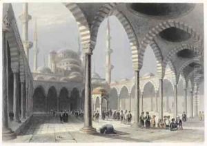 The Court of the Mosque of Sultan Achmet, Istanbul by William Henry Bartlett
