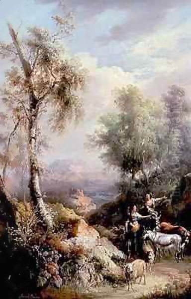 Goatherds in mountainous Spanish landscape - view 1