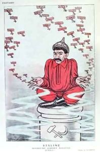 Caricature of Stalin from the French journal 'Fantasio' by Adrien Barrere