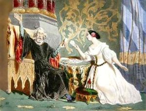 Rosine Stolz (1815-1903) and Paul Barroilhet (1810-71) in Act II of the opera 'Charles VI' by Henri Baron