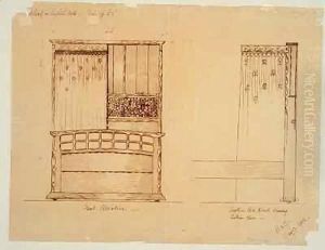 Design for a bedstead in English oak by Ernest & Gimson, Ernest W. Barnsley