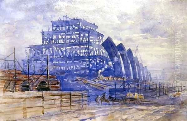 The Construction of the Train Shed, St. Pancras Station - view 1