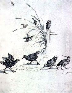 Kingfishers, Curlew and other Birds by Francis Barlow