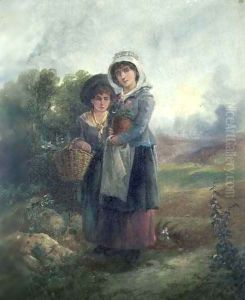 Two country girls carrying flowers Two country girls carrying flowers