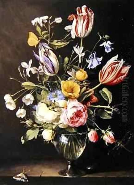 Flowers in a glass vase - view 1