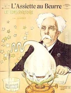 Caricature of Gabriel Faure (1845-1924) creating stars