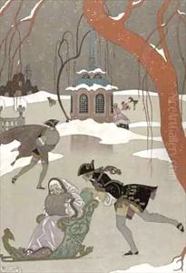 Ice Skating on the Frozen Lake by Georges Barbier