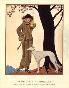 Autumnal Symphony, afternoon coat and dress by Worth by Georges Barbier