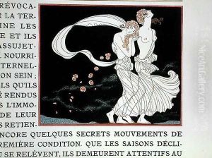 Two girls dressed in Greek style by Georges Barbier