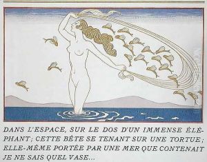 Woman wading through water by Georges Barbier