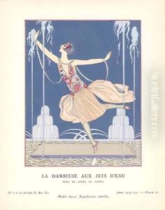 La Danseuse aux Jets d'Eau - Robe de danse, de Worth by Georges Barbier