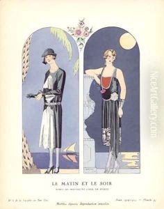 Le Matin et Le Soir - Robes, de mousseline ciree, de Worth by Georges Barbier