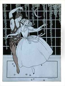 Spectre de la Rose from the series 'Designs on the dances of Vaslav Nijinsky' (1889-1950) Georges Barbier (1882-1932), Pochoir Print by Georges Barbier