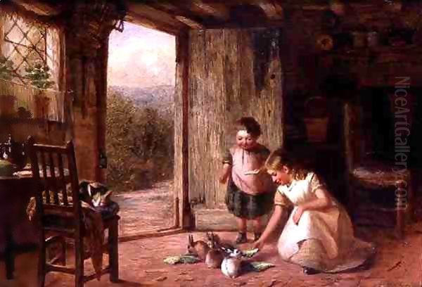 Children Feeding Rabbits - view 1