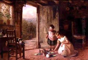 Children Feeding Rabbits