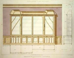Design for a pastry shop display cabinet by F. Barabas