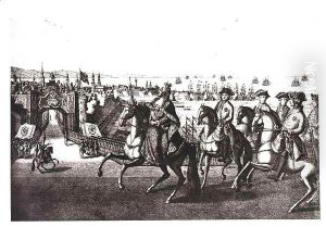 Catherine II (1729-96) the Great, riding into one of the ports in the Crimea captured from the Turks by G. Baltazar