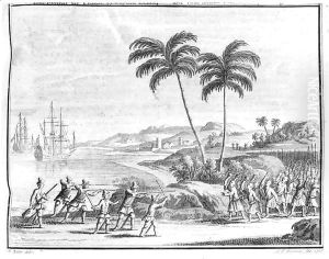 A Dutch landing party being ambushed in the East Indies by Matthys Balen