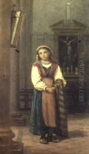 Italian Girl in church by Edwin Bale