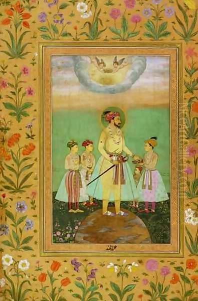 Shah Jahan (1592-1666) Stands on a Large Globe Surrounded by his Four Children - view 1