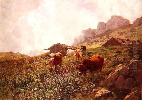 Cattle in an Alpine Landscape - view 1