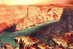 Gorge below Victoria Falls in the Lower Zambezi with Antelope