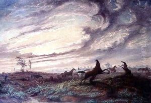 Horses of the North Australian Expedition attacked by alligators on a small creek of the Fitzmarne river
